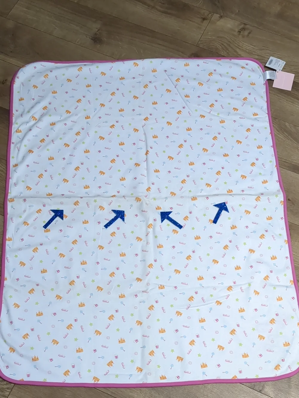 Gymboree  Castle Sea Horse Pail Shovel Reversible Pink Baby Blanket 2007 NWT